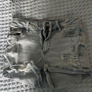 American Eagle Outfitters Light Blue Ripped Jean Shorts